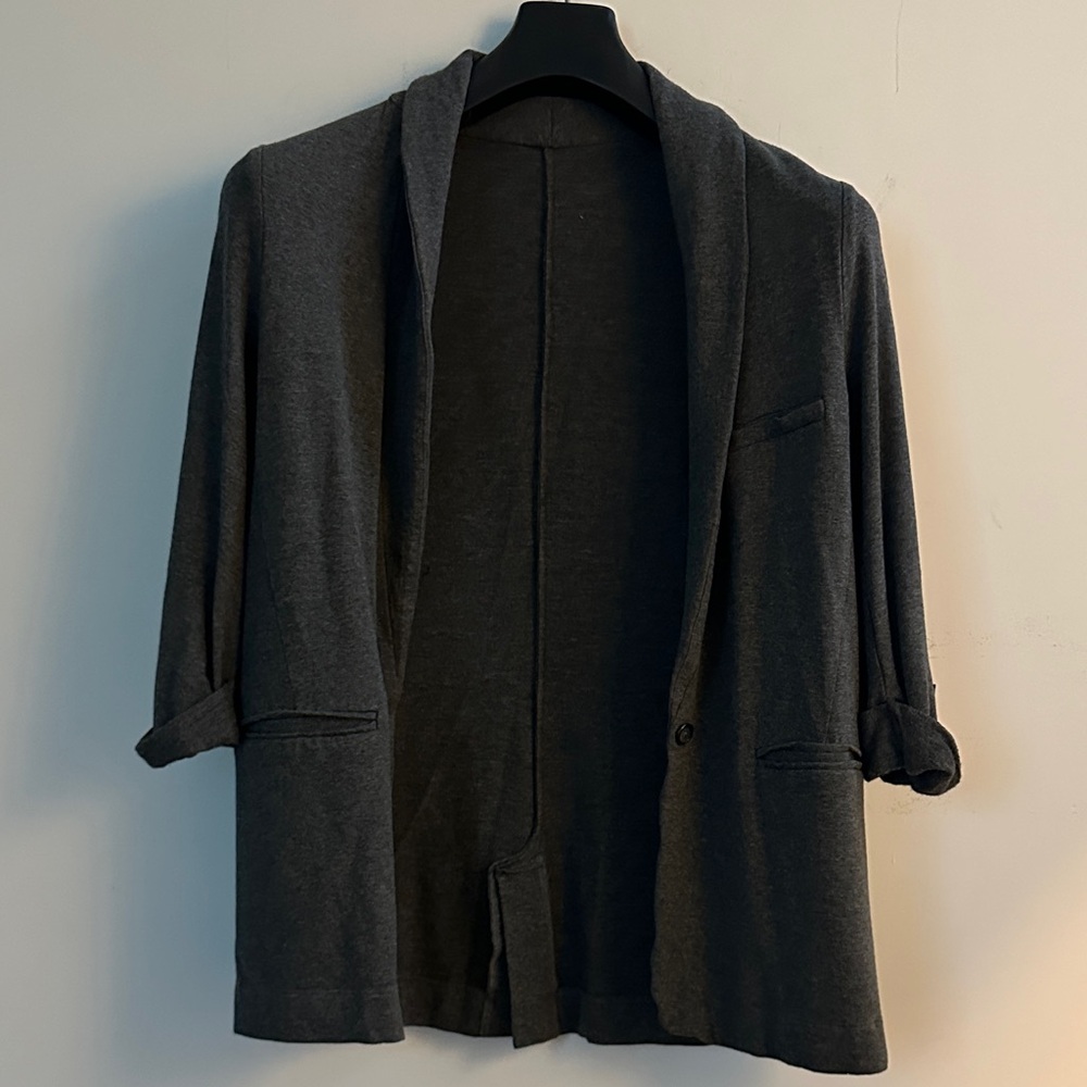 Joie Knit Blazer Cardigan – Charcoal Gray | Soft Stretch Open Front
